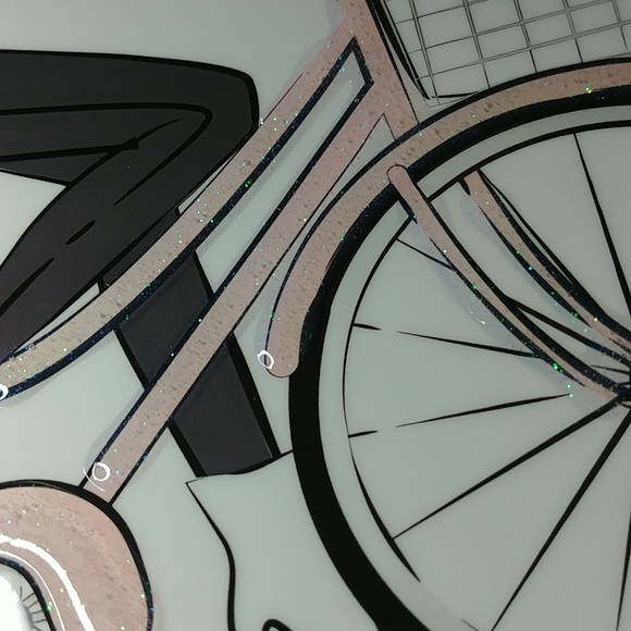 NEW Bicycle and Coffee Themed Glossy Glitter Framed Photo Décor - Picture 8 of 8